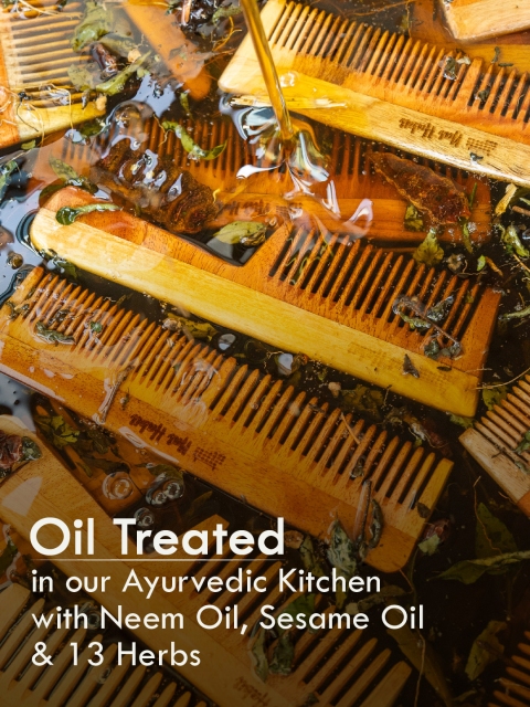 Nat Habit Kacchi Neem Dual Wooden Tooth Comb - Soaked in 17 Herbs & Oils for Frizz Control 5 Nat Habit Kacchi Neem Dual Wooden Tooth Comb - Soaked in 17 Herbs & Oils for Frizz Control