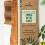 Nat Habit Kacchi Neem Fine Wooden Tooth Comb - Soaked in 17 Herbs & Oils for Hair Growth