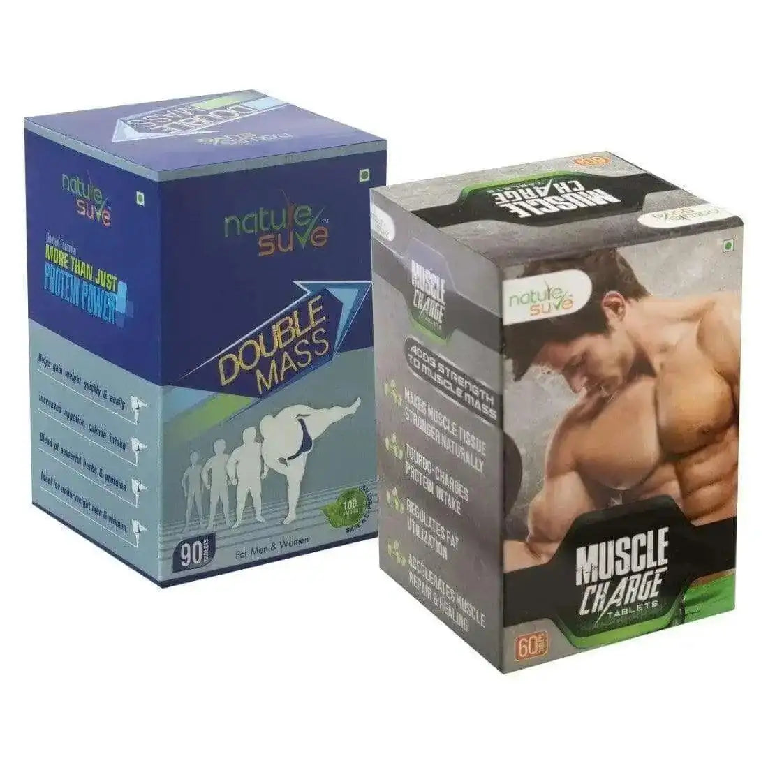 Nature Sure Combo: Double Mass and Muscle Charge Tablets for Body Mass and Muscle Strength 1 Nature Sure Combo: Double Mass and Muscle Charge Tablets for Body Mass and Muscle Strength