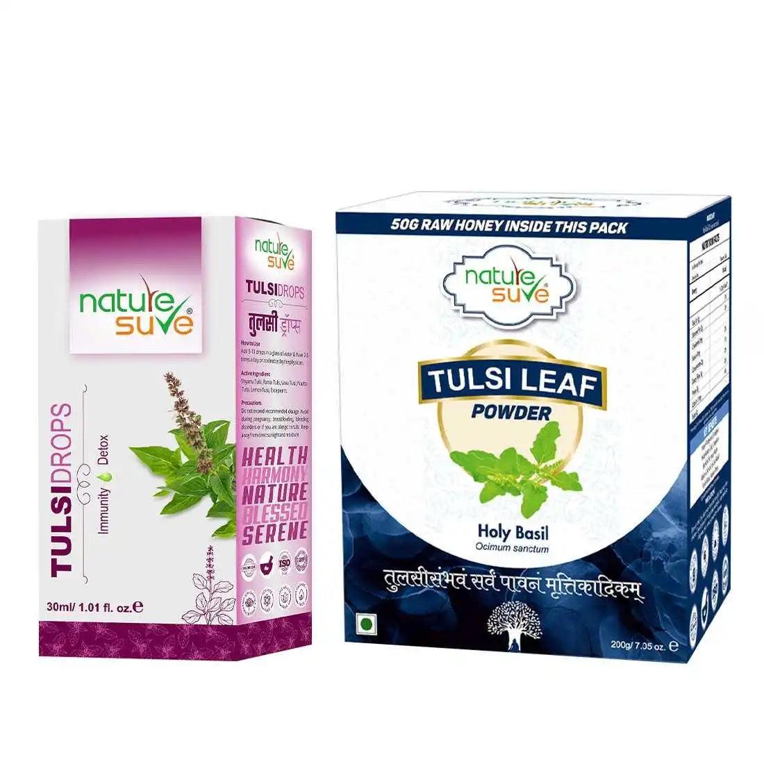 Nature Sure Combo - Tulsi Drops 30ml and Tulsi Leaf Powder 200g 1 Nature Sure Combo - Tulsi Drops 30ml and Tulsi Leaf Powder 200g