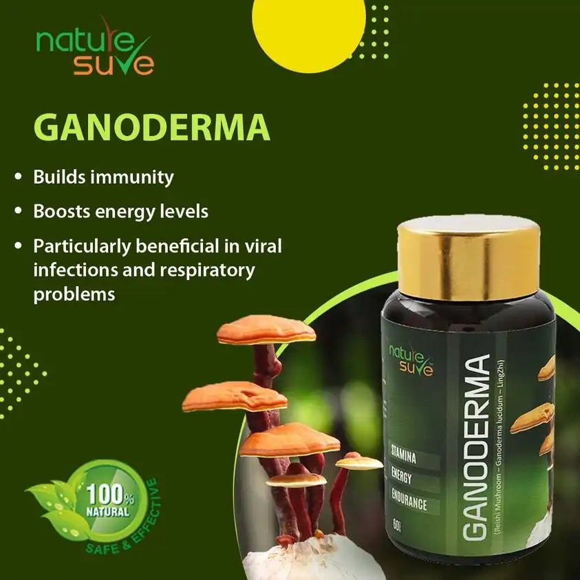 Nature Sure Ganoderma LingZhi Reishi Mushroom for Stamina, Endurance and Longevity - 60 Capsules 2 Nature Sure Ganoderma LingZhi Reishi Mushroom for Stamina, Endurance and Longevity - 60 Capsules