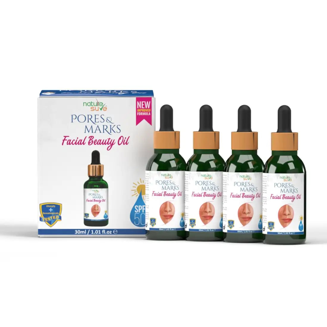 Nature Sure Pores and Marks Face Oil with SPF 50, Ultralight Skin Glow 5 Nature Sure Pores and Marks Face Oil with SPF 50, Ultralight Skin Glow