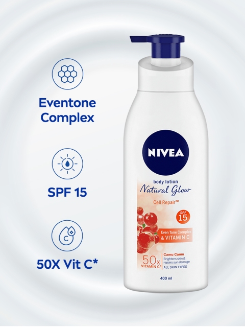 Nivea Body Lotion SPF15 Natural Glow Cell Repair 50x Vitamin C - 400 ml 3 Nivea Body Lotion SPF15 Natural Glow Cell Repair 50x Vitamin C - 400 ml