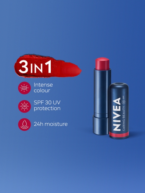 Nivea Caring Beauty SPF 30 Lip & Cheek Tint Balm with Shea Butter & Almond Oil - Red 2 Nivea Caring Beauty SPF 30 Lip & Cheek Tint Balm with Shea Butter & Almond Oil - Red