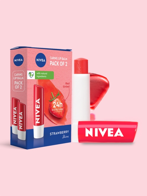 Nivea Set of 2 24 Hr Melt-In Moisture Lip Balm - Strawberry Shine