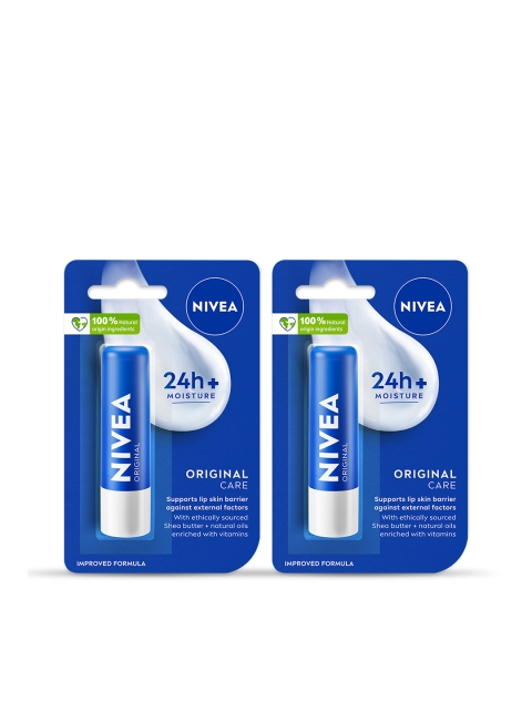 Nivea Set of 2 24 Hr Melt-In Moisture Original Care Lip Balm