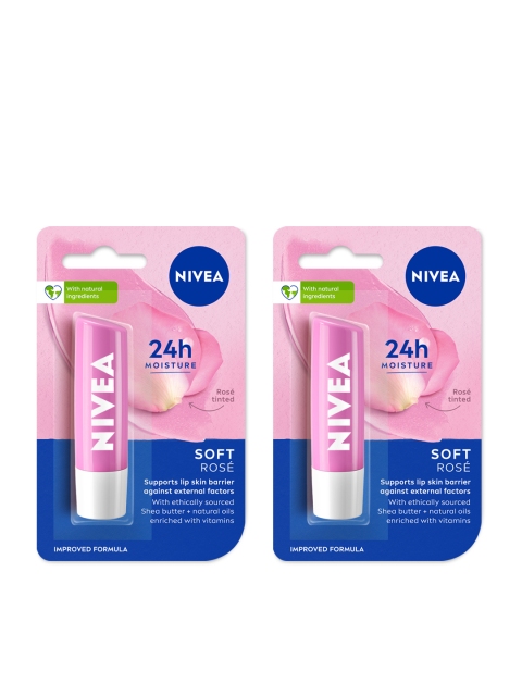 Nivea Set of 2 Soft Rose Caring Lip Balm - 4.8g each