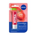 Nivea Women Strawberry Shine 24h Moisture Lip Balm with Natural Oils, Reddish Shine 4.8 g