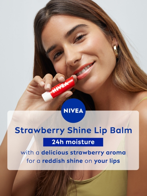 Nivea Women Strawberry Shine 24h Moisture Lip Balm with Natural Oils, Reddish Shine 4.8 g 3 Nivea Women Strawberry Shine 24h Moisture Lip Balm with Natural Oils, Reddish Shine 4.8 g