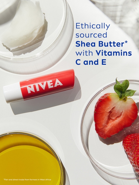 Nivea Women Strawberry Shine 24h Moisture Lip Balm with Natural Oils, Reddish Shine 4.8 g 4 Nivea Women Strawberry Shine 24h Moisture Lip Balm with Natural Oils, Reddish Shine 4.8 g