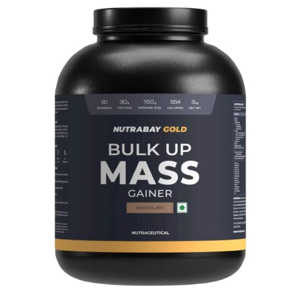 Nutrabay Gold Bulk Up Mass Gainer - 3 Kg (6.6 Lb), Chocolate