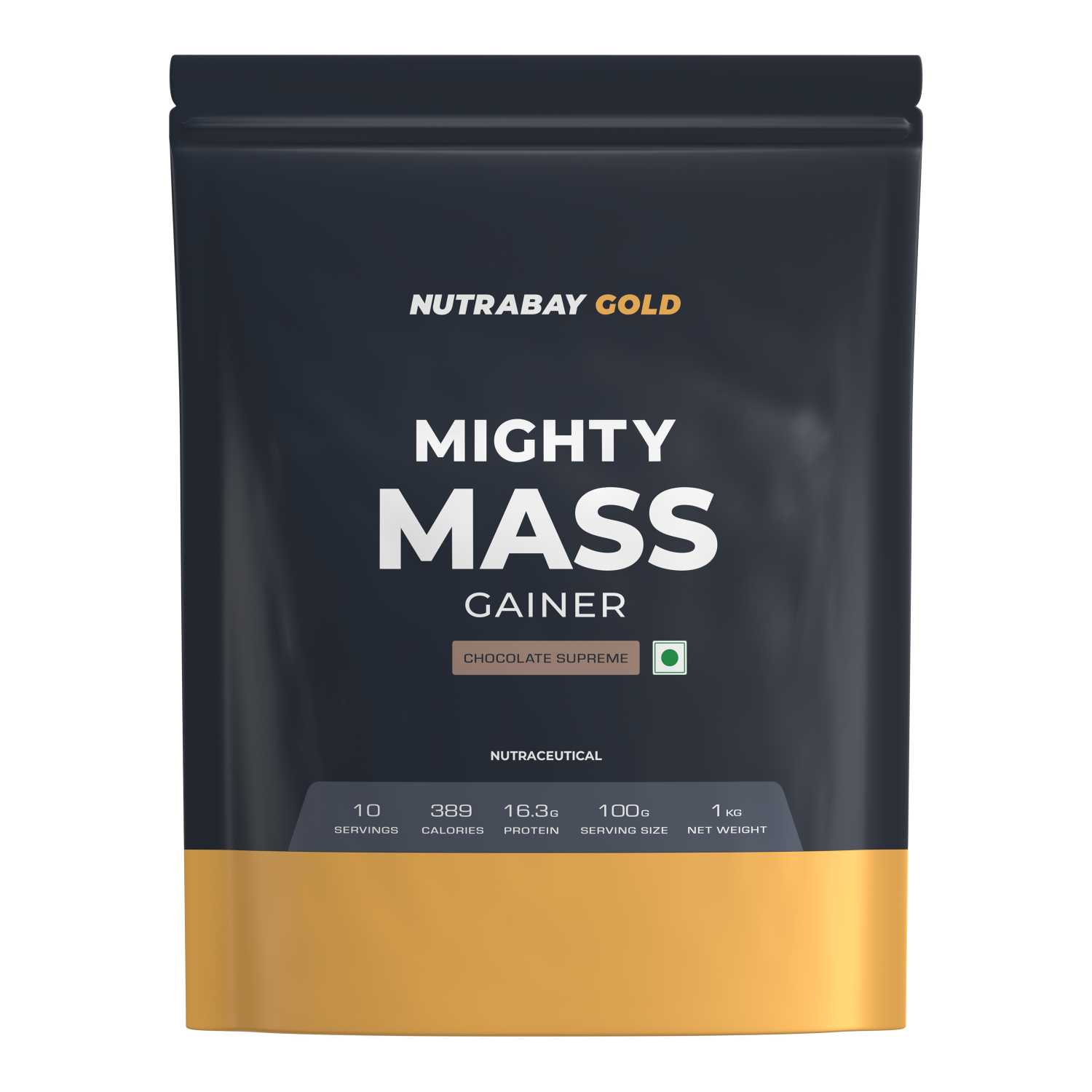 Nutrabay Gold Mighty Mass Weight Gainer - 1 Kg (2.2 Lb), Chocolate Supreme 1 Nutrabay Gold Mighty Mass Weight Gainer - 1 Kg (2.2 Lb), Chocolate Supreme