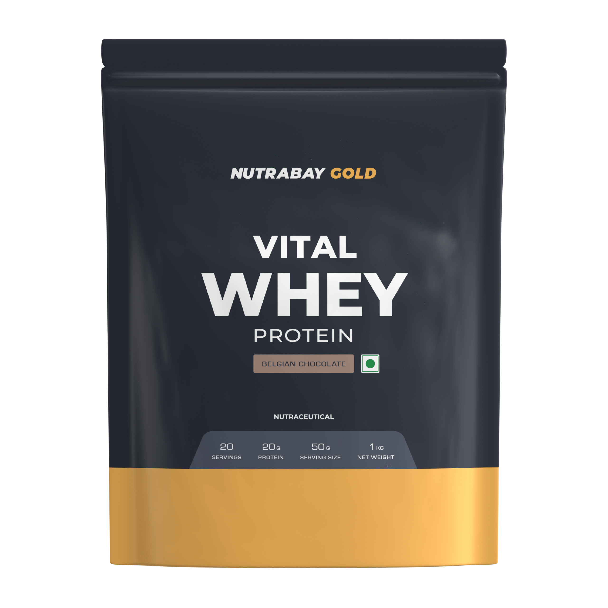 Nutrabay Gold Vital Whey Protein - 1 Kg (2.2 Lb), Belgian Chocolate 1 Nutrabay Gold Vital Whey Protein - 1 Kg (2.2 Lb), Belgian Chocolate