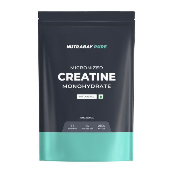 Nutrabay Pure Creatine Monohydrate Micronised - 250 gm (0.55 Lb), Unflavoured