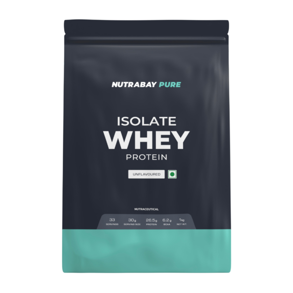 Nutrabay Pure Whey Protein Isolate - 1 Kg (2.2 Lb), Unflavoured
