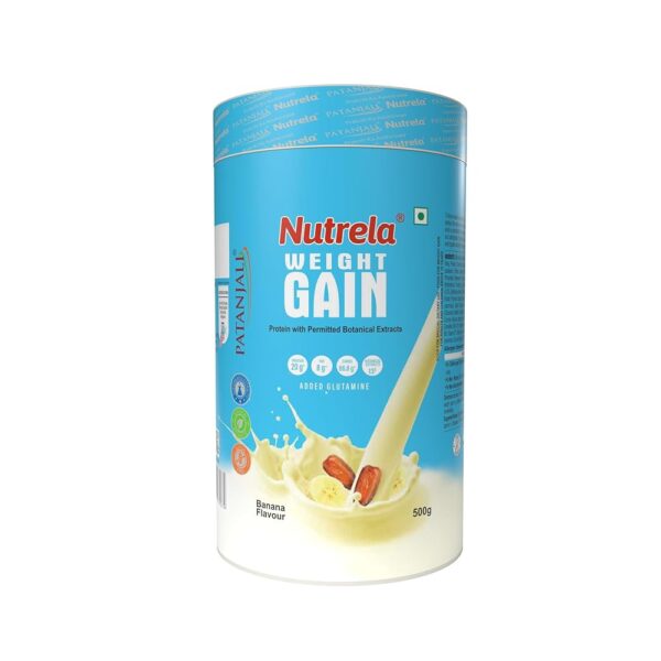 Nutrela Weight Gainer Powder - 500 gram, Banana Flavour, Ideal for Athlete, Men, Women & Kids above 10 Year