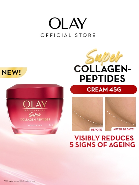 Olay Super Collagen Peptides Moisturizer for Lifted Skin to Reduce 5 Signs of Ageing - 45g