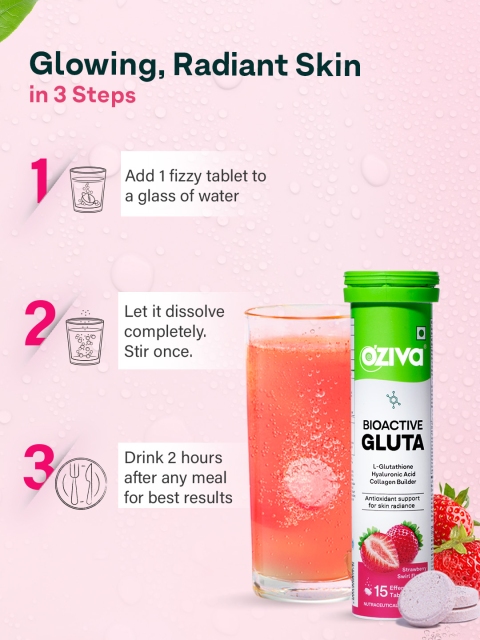 OZiva Set Of 2 Bioactive Gluta Fizzy Tablets - 15 Tablets Each 5 OZiva Set Of 2 Bioactive Gluta Fizzy Tablets - 15 Tablets Each