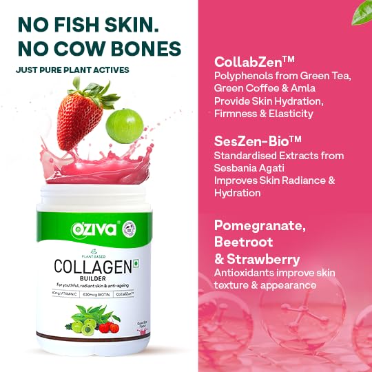 OZiva Vegan Collagen (Tangy Amla) with Biotin & Vitamin C For Brighter & Youthful Skin|Collagen Supplement For Women & Men|Plant Based Collagen Powder 4 OZiva Vegan Collagen (Tangy Amla) with Biotin & Vitamin C For Brighter & Youthful Skin|Collagen Supplement For Women & Men|Plant Based Collagen Powder