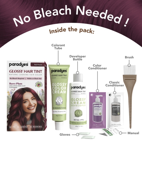 Paradyes Semi-Permanent Creme Glossy Tint Hair Color 160g- Berry Plum- Deep Red 3 Paradyes Semi-Permanent Creme Glossy Tint Hair Color 160g- Berry Plum- Deep Red
