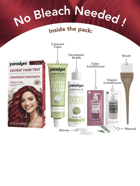 Paradyes Semi-Permanent Creme Glossy Tint Hair Color 160g- Cherry Coke- True Red 3 Paradyes Semi-Permanent Creme Glossy Tint Hair Color 160g- Cherry Coke- True Red