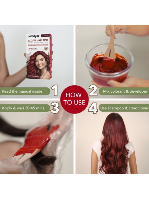 Paradyes Semi-Permanent Creme Glossy Tint Hair Color 160g- Cherry Coke- True Red 4 Paradyes Semi-Permanent Creme Glossy Tint Hair Color 160g- Cherry Coke- True Red