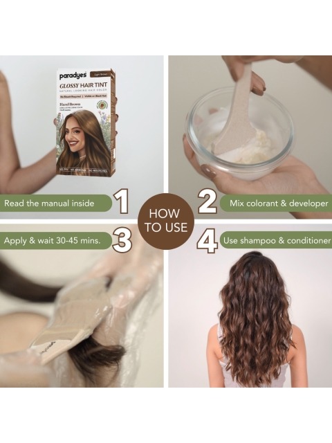 Paradyes Semi-Permanent Creme Glossy Tint Hair Color 160g- Hazel Brown- Light Brown 4 Paradyes Semi-Permanent Creme Glossy Tint Hair Color 160g- Hazel Brown- Light Brown