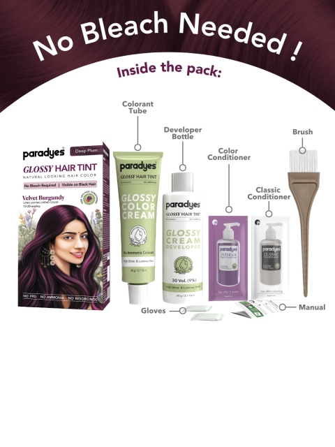 Paradyes Semi-Permanent Creme Glossy Tint Hair Color 160g- Velvet Burgundy 3 Paradyes Semi-Permanent Creme Glossy Tint Hair Color 160g- Velvet Burgundy