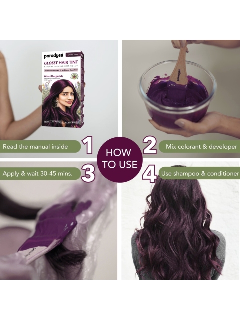 Paradyes Semi-Permanent Creme Glossy Tint Hair Color 160g- Velvet Burgundy 4 Paradyes Semi-Permanent Creme Glossy Tint Hair Color 160g- Velvet Burgundy