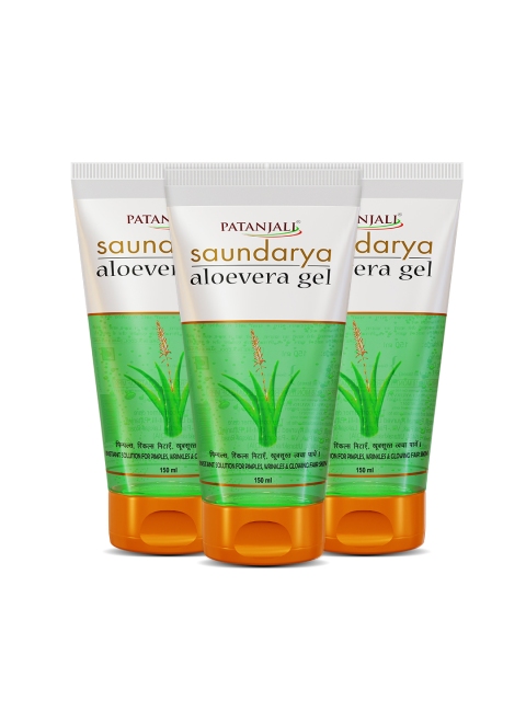 Patanjali Set of 3 Saundarya Aloe Vera Gel for Pimples & Wrinkles - 150 ml Each