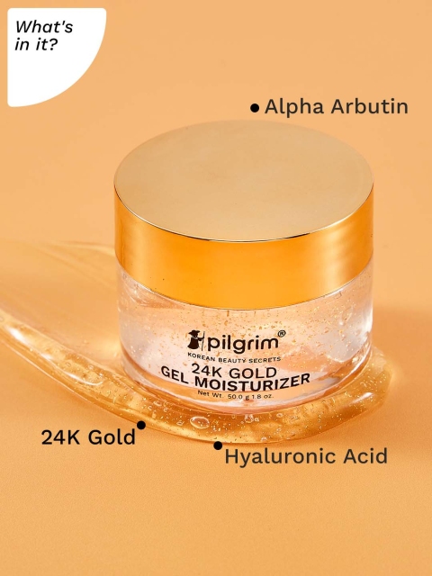Pilgrim 24K Gold Lightweight Gel Face Moisturizer with Hyaluronic Acid & Alpha Arbutin-50g 2 Pilgrim 24K Gold Lightweight Gel Face Moisturizer with Hyaluronic Acid & Alpha Arbutin-50g