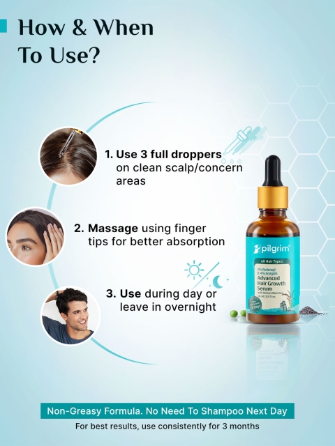 Pilgrim Advanced Hair Growth Serum with Redensyl & Anagain for Hair Fall Control - 30 ml 6 Pilgrim Advanced Hair Growth Serum with Redensyl & Anagain for Hair Fall Control - 30 ml