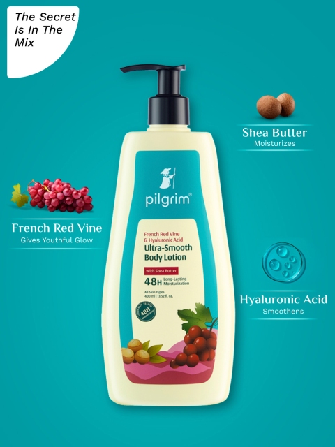 Pilgrim French Red Vine & Hyaluronic Acid Ultra-Smooth Body Lotion With Shea Butter -400ml 4 Pilgrim French Red Vine & Hyaluronic Acid Ultra-Smooth Body Lotion With Shea Butter -400ml