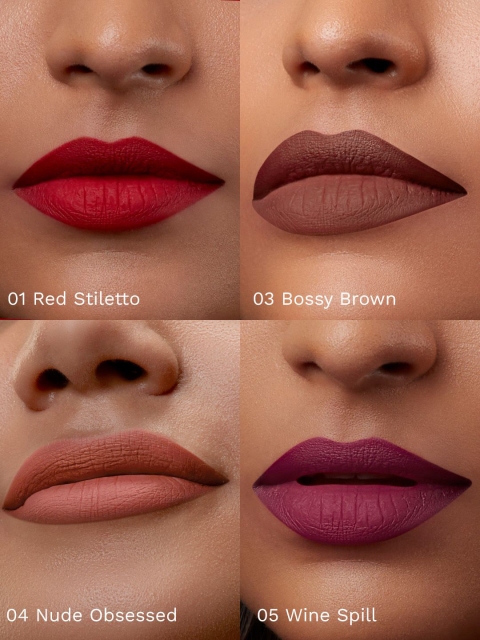 Pilgrim Set Of 4 Matte Me Up Mini Liquid Lipstick - 4 ml Each - Always On Top 6 Pilgrim Set Of 4 Matte Me Up Mini Liquid Lipstick - 4 ml Each - Always On Top