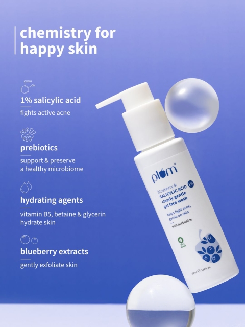 Plum Blueberry & 1% Salicylic Acid Clearly Gentle Gel Face Wash - 100 ml 4 Plum Blueberry & 1% Salicylic Acid Clearly Gentle Gel Face Wash - 100 ml