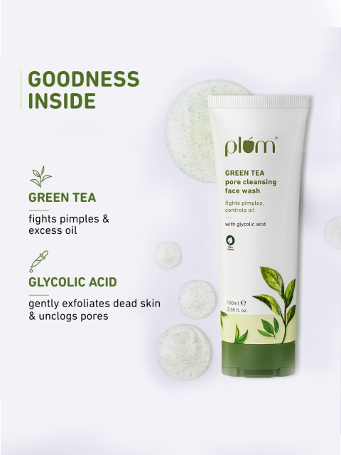 Plum Green Tea Pore Cleansing Gel Face Wash With Glycolic Acid To Fights Acne & Oil- 100ml 4 Plum Green Tea Pore Cleansing Gel Face Wash With Glycolic Acid To Fights Acne & Oil- 100ml