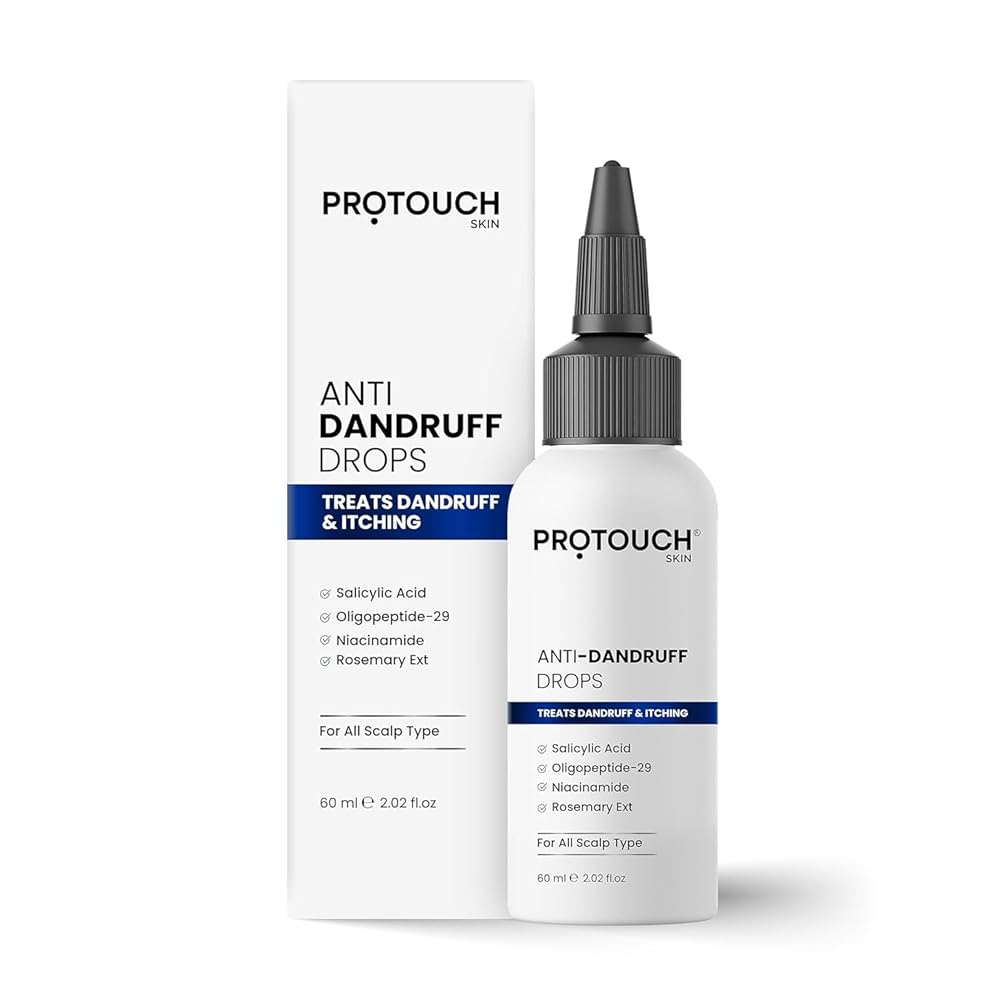 PROTOUCH Anti Dandruff Drops (Serum) - Niacinamide, 0.5% Salicylic Acid, Oligopeptide, Rosemary Ext | Soothes Itchy, Inflamed Scalp | Nourished Hair | For All Scalp Types - 60 ML 1 PROTOUCH Anti Dandruff Drops (Serum) - Niacinamide, 0.5% Salicylic Acid, Oligopeptide, Rosemary Ext | Soothes Itchy, Inflamed Scalp | Nourished Hair | For All Scalp Types - 60 ML