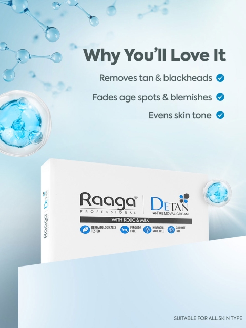 Raaga Professional Pack of 6 De-Tan Tan Removal Cream with Honey & Kojic 12 g Each 2 Raaga Professional Pack of 6 De-Tan Tan Removal Cream with Honey & Kojic 12 g Each