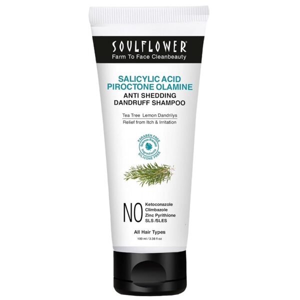 Soulflower Anti Dandruff Shampoo with Piroctone Olamine, 1% Salicylic Acid, Dandrilys -86% Dandruff Reduction in 4 washes* for Hair Growth, Hair Fall Control, Controls Itchy...