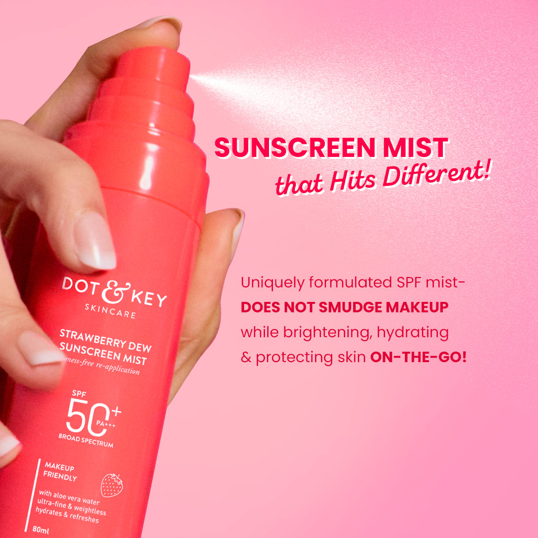 Strawberry Dew Sunscreen Face Mist, SPF 50+ PA+++ 2 Strawberry Dew Sunscreen Face Mist, SPF 50+ PA+++