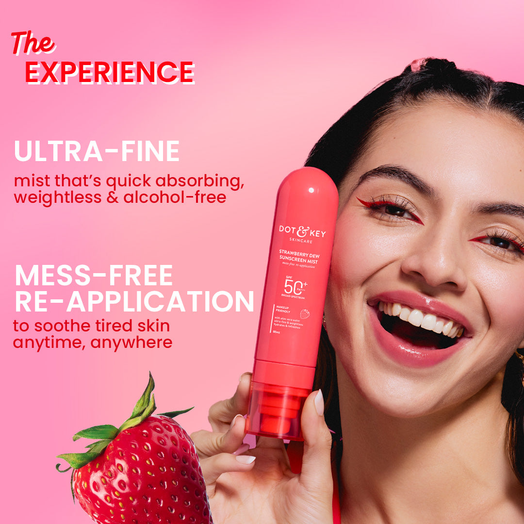 Strawberry Dew Sunscreen Face Mist, SPF 50+ PA+++ 3 Strawberry Dew Sunscreen Face Mist, SPF 50+ PA+++