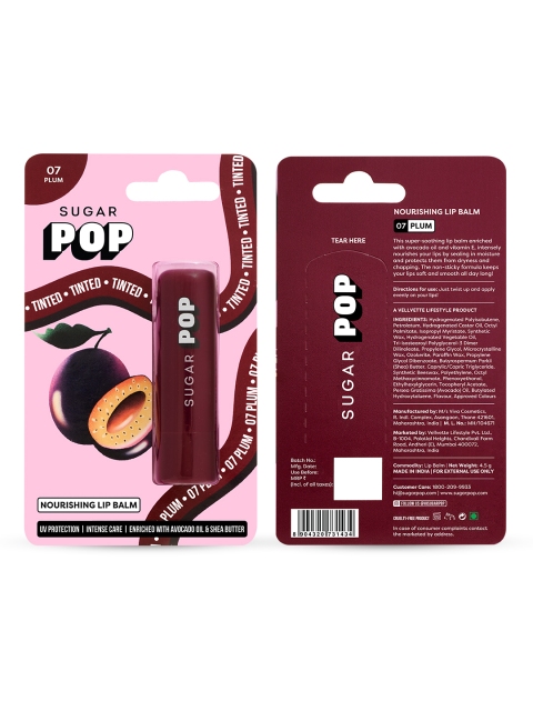 SUGAR POP Nourishing & Hydrating Tinted Lip Balm with Shea Butter 4.5 g - Plum 07 3 SUGAR POP Nourishing & Hydrating Tinted Lip Balm with Shea Butter 4.5 g - Plum 07