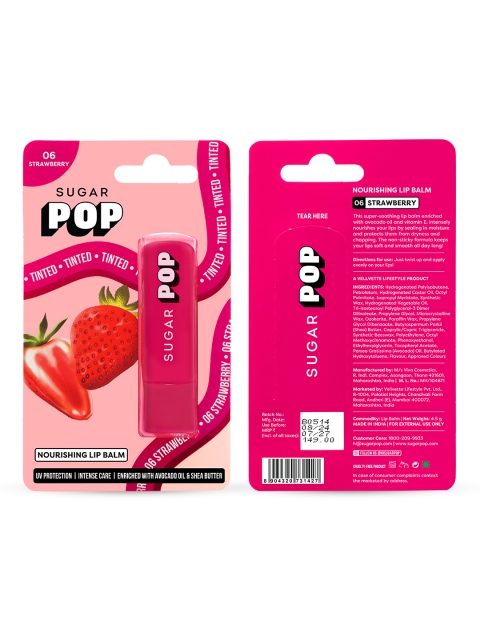 SUGAR POP Nourishing & Hydrating Tinted Lip Balm with Shea Butter 4.5 g - Strawberry 06 3 SUGAR POP Nourishing & Hydrating Tinted Lip Balm with Shea Butter 4.5 g - Strawberry 06