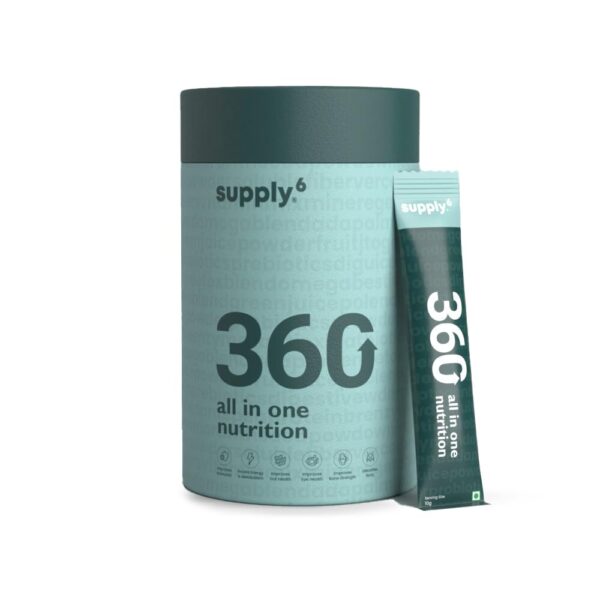 Supply6 360 Ultimate Health Powder for Women & Men | Comprehensive Daily Supplement with 63+Vitamins, Minerals, Probiotics, and Superfoods | Supports Gut Health, Energy,...
