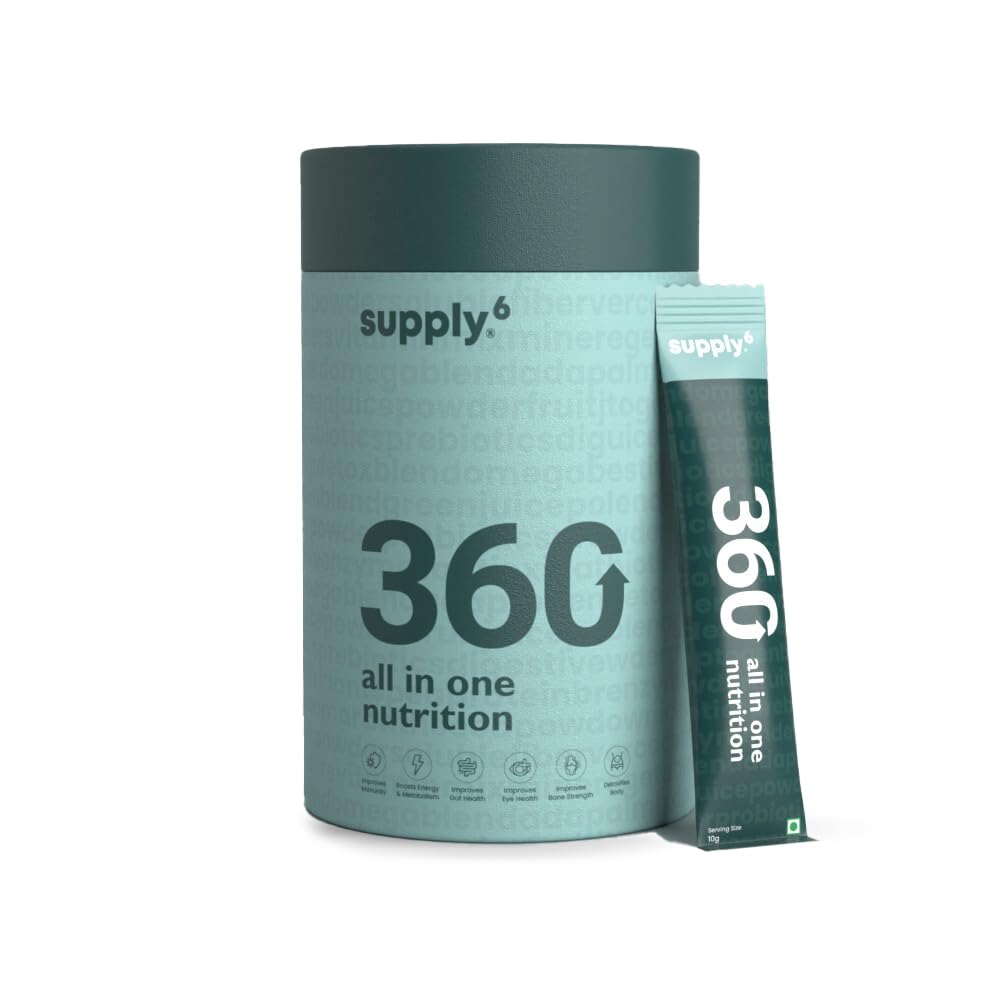 Supply6 360 Ultimate Health Powder for Women & Men | Comprehensive Daily Supplement with 63+Vitamins, Minerals, Probiotics, and Superfoods 1 Supply6 360 Ultimate Health Powder for Women & Men | Comprehensive Daily Supplement with 63+Vitamins, Minerals, Probiotics, and Superfoods | Supports Gut Health, Energy,...