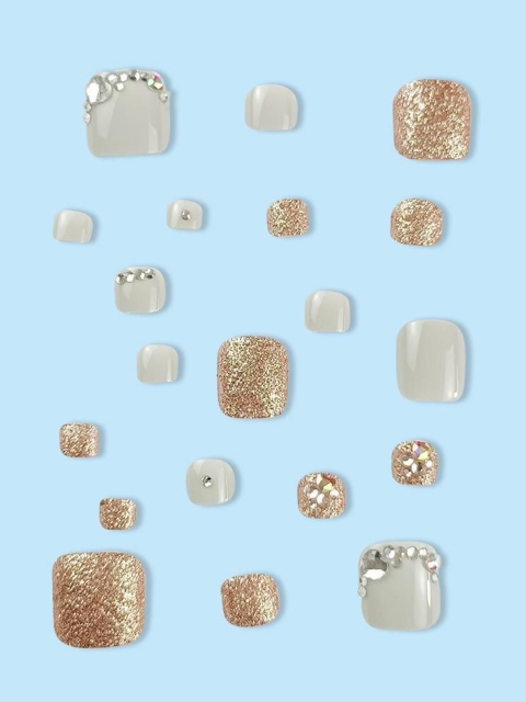 The Pink Truck Set of 24 Artificial Reusable Toe Nails With Swarovski Design 2 The Pink Truck Set of 24 Artificial Reusable Toe Nails With Swarovski Design