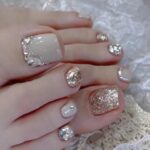 The Pink Truck Set of 24 Artificial Reusable Toe Nails With Swarovski Design