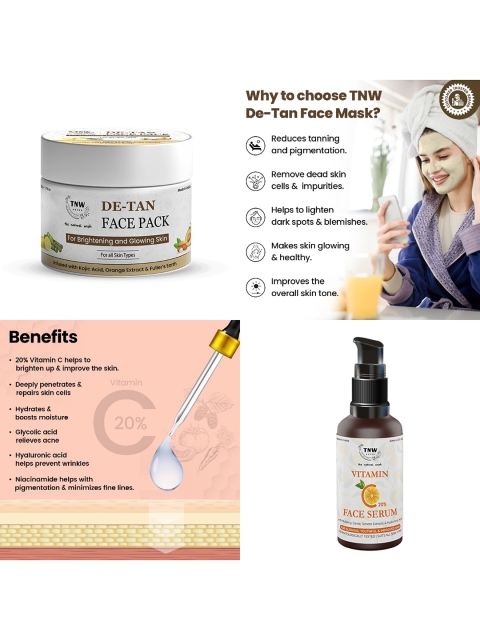 TNW the natural wash Pack of 2- De Tan Pack 50gm & Vitamin C Face Serum 30ml 4 TNW the natural wash Pack of 2- De Tan Pack 50gm & Vitamin C Face Serum 30ml