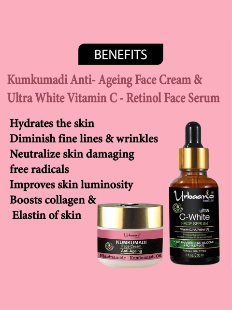 Urbaano Herbal Anti Ageing Cream & Vitamin C Face Serum Skin Care Gift Set 5 Urbaano Herbal Anti Ageing Cream & Vitamin C Face Serum Skin Care Gift Set