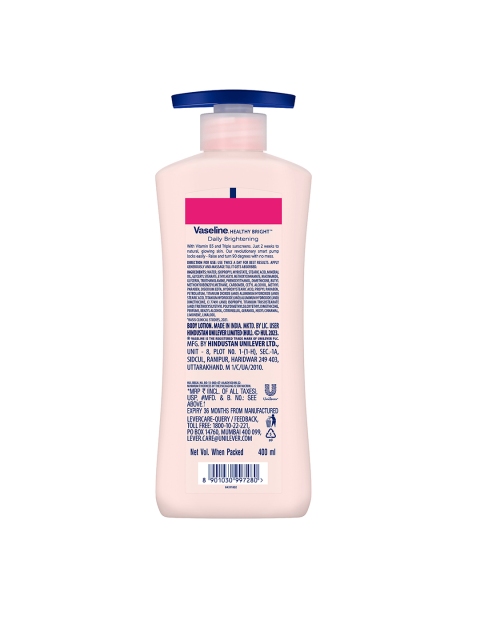 Vaseline Unisex Healthy Bright Daily Brightening Body Lotion with Mineral Oil 400 ml 3 Vaseline Unisex Healthy Bright Daily Brightening Body Lotion with Mineral Oil 400 ml